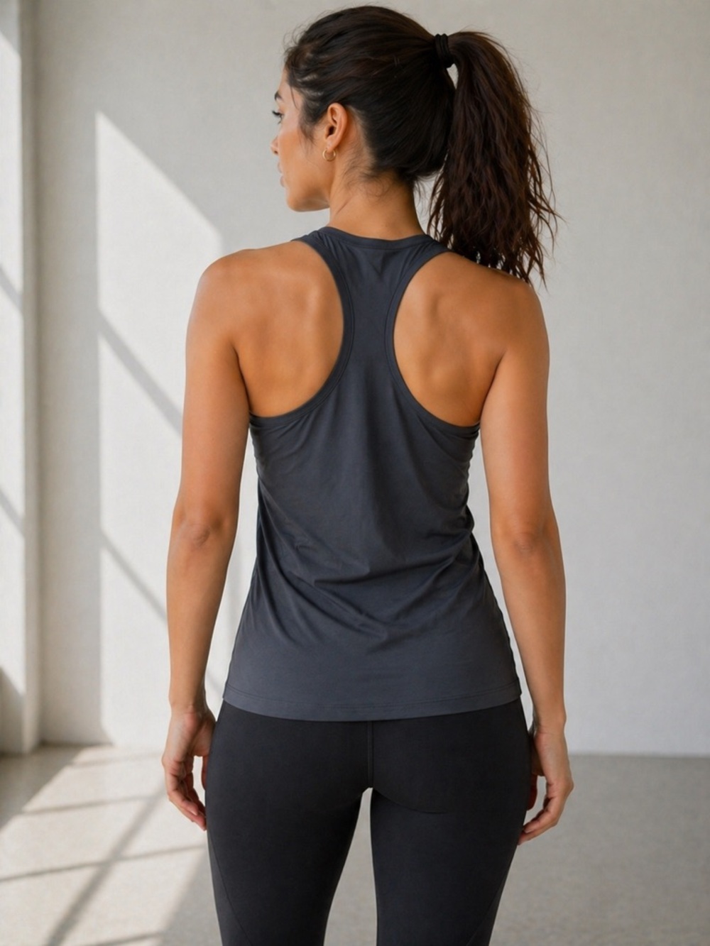 Athleta Gray Racerback Tank Top S Workout Running Yoga Activewear